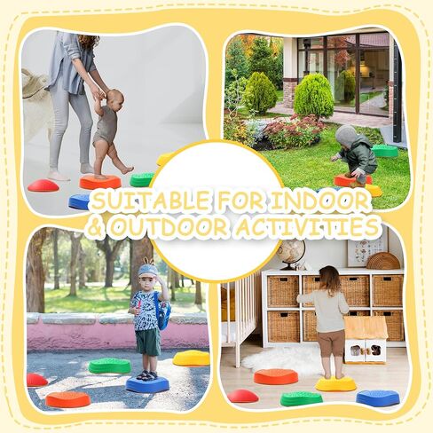 6PCS Balance Stepping Stones for Kids Non-Slip River Stones Obstacle Course Play Indoor and Outdoor Coordination Game Sensory Toys Toddler Ages 3 4 5 6 7 8+ in Saudi Arabia