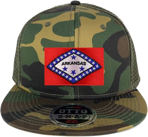 Armycrew Oversize XXL New Arkansas State Flag Patch Camo Mesh Snapback Cap - Camo Olive in Saudi Arabia