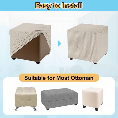 غطاء عثماني قابل للتمدد من uxcell، غطاء منزلق عثماني مربع كبير الحجم مستطيل الشكل مع مطاط لمقعد القدم وغرفة المعيشة وغرفة النوم بطول مناسب 130-160 سم / 51 بوصة - 63 بوصة، كبير جدًا، عنابي in Kuwait