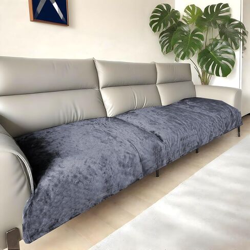 Gray Waterproof Sofa Full Cover for 3 Seat Couch, 70'' x 118'' Couch Cover Blanket, Double Sided Flannel Sofa Protector, Washable Furniture Protector for Pets, Kids, Living Room in Saudi Arabia