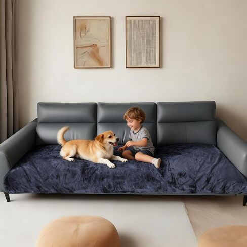 Gray Waterproof Sofa Full Cover for 3 Seat Couch, 70'' x 118'' Couch Cover Blanket, Double Sided Flannel Sofa Protector, Washable Furniture Protector for Pets, Kids, Living Room in Saudi Arabia