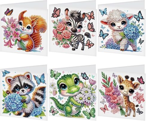 Jishshay 6 PCS Art Diamond Art Cards Diamond Painting Cards Tensing Cards Painting Cards Birthday Cards Diamond Art Birthred in Kuwait