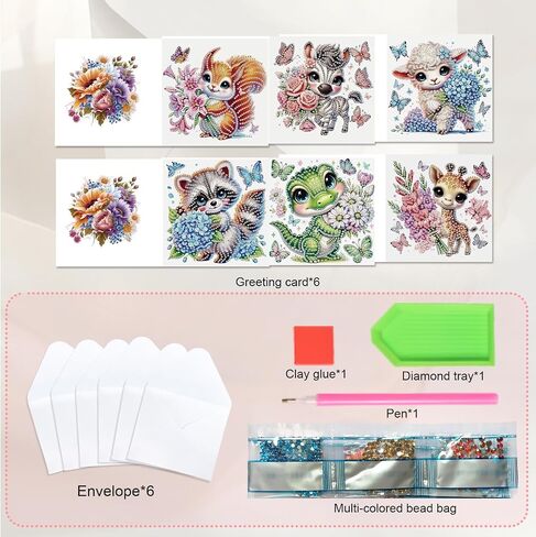 Jishshay 6 PCS Art Diamond Art Cards Diamond Painting Cards Tensing Cards Painting Cards Birthday Cards Diamond Art Birthred in Kuwait