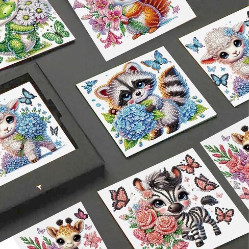 Jishshay 6 PCS Art Diamond Art Cards Diamond Painting Cards Tensing Cards Painting Cards Birthday Cards Diamond Art Birthred in Kuwait