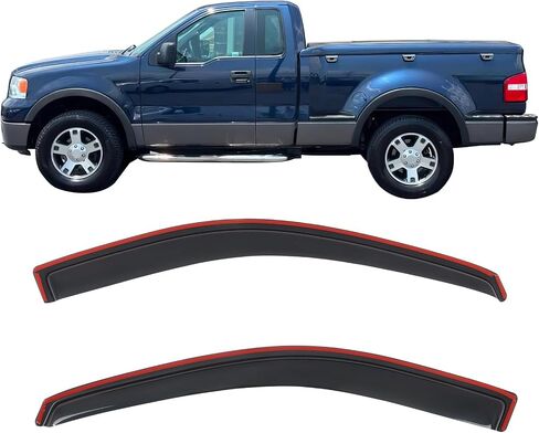IKON MOTORSPORTS في أقنعة نافذة القناة المتوافقة مع سيارة Ford F-150 القياسية لعام 2004-2008، واقيات المطر من الدخان الأكريليك النحيف، عاكسات الرياح الجانبية للنافذة قطعتين in Kuwait