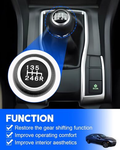 54102-TBA-L02ZB Manual Transmission Gear Shifter Knob, Gear Shifter Knob Handle Fit for Honda Civic 2016 2017 2018 2019 Replace 54102-TBA-L02 in Saudi Arabia
