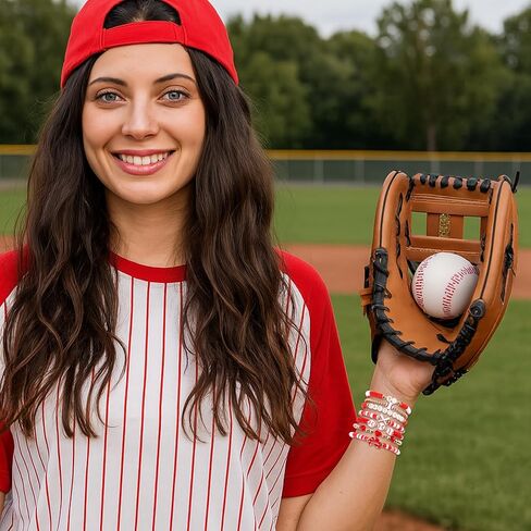 7 Pcs Baseball Bracelets, Baseball Charm Wristbands Stackable Preppy Friendship Sport Bracelets Softball Jewelry Accessories for Team Gifts Party Favors in Saudi Arabia