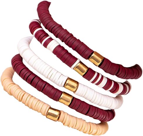 Football Baseball Baskeyball Volleyball Bracelet for Women Stretch Clay Beaded Rugby Football Bracelet Colorful Clay Beads Game Day Bracelet Set in Saudi Arabia