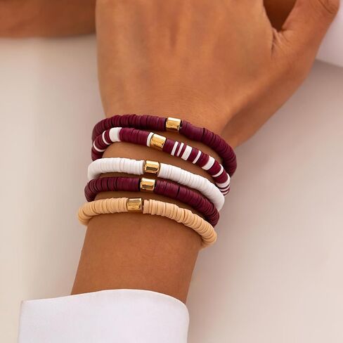 Football Baseball Baskeyball Volleyball Bracelet for Women Stretch Clay Beaded Rugby Football Bracelet Colorful Clay Beads Game Day Bracelet Set in Saudi Arabia