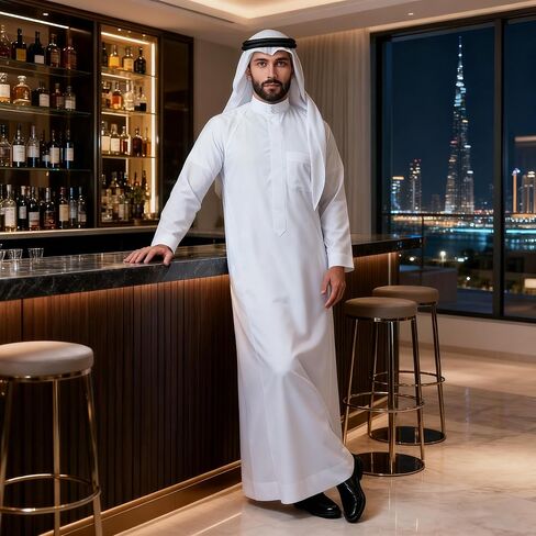 ثوب رجالي ملابس إسلامية بأكمام طويلة الشرق الأوسط السعودية قفطان إسلامي عباية دبي رداء عربي in Kuwait