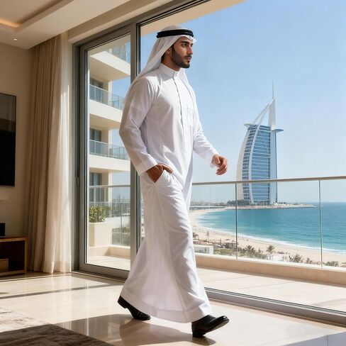 ثوب رجالي ملابس إسلامية بأكمام طويلة الشرق الأوسط السعودية قفطان إسلامي عباية دبي رداء عربي in Kuwait