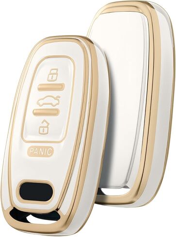 غطاء ELOHEI Key Fob لأودي، حافظة مفاتيح ناعمة ممتازة للحماية الكاملة متوافقة مع ملحقات Audi A3 A4 A4L A6 A6L A7 A8 A1 Q2L Q3 Q5 Q7 S3 RC3، 4 أزرار (أسود) in Saudi Arabia