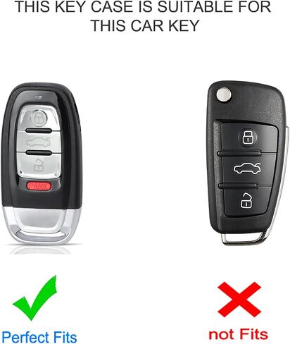 غطاء ELOHEI Key Fob لأودي، حافظة مفاتيح ناعمة ممتازة للحماية الكاملة متوافقة مع ملحقات Audi A3 A4 A4L A6 A6L A7 A8 A1 Q2L Q3 Q5 Q7 S3 RC3، 4 أزرار (أسود) in Saudi Arabia