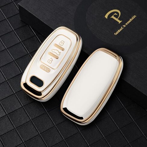 غطاء ELOHEI Key Fob لأودي، حافظة مفاتيح ناعمة ممتازة للحماية الكاملة متوافقة مع ملحقات Audi A3 A4 A4L A6 A6L A7 A8 A1 Q2L Q3 Q5 Q7 S3 RC3، 4 أزرار (أسود) in Saudi Arabia