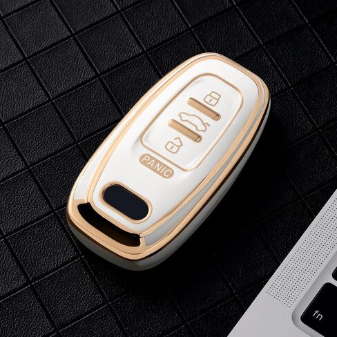 غطاء ELOHEI Key Fob لأودي، حافظة مفاتيح ناعمة ممتازة للحماية الكاملة متوافقة مع ملحقات Audi A3 A4 A4L A6 A6L A7 A8 A1 Q2L Q3 Q5 Q7 S3 RC3، 4 أزرار (أسود) in Saudi Arabia