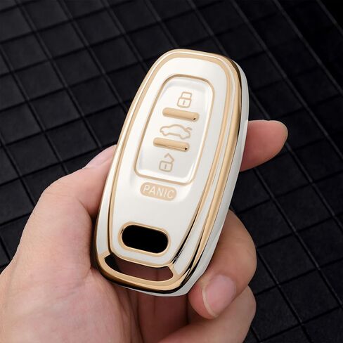 غطاء ELOHEI Key Fob لأودي، حافظة مفاتيح ناعمة ممتازة للحماية الكاملة متوافقة مع ملحقات Audi A3 A4 A4L A6 A6L A7 A8 A1 Q2L Q3 Q5 Q7 S3 RC3، 4 أزرار (أسود) in Saudi Arabia