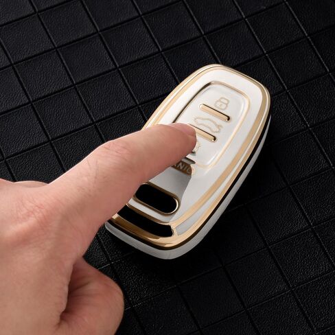 غطاء ELOHEI Key Fob لأودي، حافظة مفاتيح ناعمة ممتازة للحماية الكاملة متوافقة مع ملحقات Audi A3 A4 A4L A6 A6L A7 A8 A1 Q2L Q3 Q5 Q7 S3 RC3، 4 أزرار (أسود) in Saudi Arabia