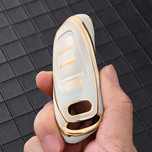 غطاء ELOHEI Key Fob لأودي، حافظة مفاتيح ناعمة ممتازة للحماية الكاملة متوافقة مع ملحقات Audi A3 A4 A4L A6 A6L A7 A8 A1 Q2L Q3 Q5 Q7 S3 RC3، 4 أزرار (أسود) in Saudi Arabia