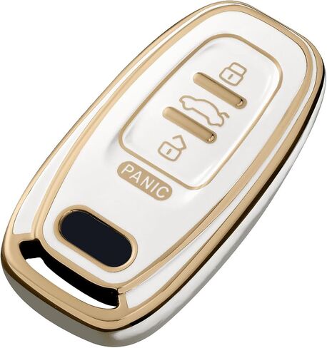غطاء ELOHEI Key Fob لأودي، حافظة مفاتيح ناعمة ممتازة للحماية الكاملة متوافقة مع ملحقات Audi A3 A4 A4L A6 A6L A7 A8 A1 Q2L Q3 Q5 Q7 S3 RC3، 4 أزرار (أسود) in Saudi Arabia
