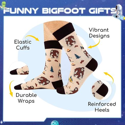 HAPPYPOP Funny Socks for Men Boys Crazy Socks, Bigfoot Gifts Sasquatch Gifts, Bigfoot Socks Sasquatch Socks Big Foot Sasquatch Gifts in Saudi Arabia