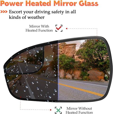 Driver/Left Side Power Heated Mirror Glass Fits for Ford Fusion 2013 2014 2015 2016 2017 2018 2019 2020 Replacement for DS7Z17K707F DS7Z-17K707-F in Saudi Arabia