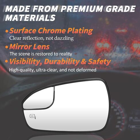 Driver/Left Side Power Heated Mirror Glass Fits for Ford Fusion 2013 2014 2015 2016 2017 2018 2019 2020 Replacement for DS7Z17K707F DS7Z-17K707-F in Saudi Arabia