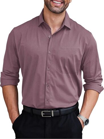 COOFANDY Mens Dress Shirts Long Sleeve Wrinkle Free Shirt Textured Business Casual Button Down Shirt in Saudi Arabia