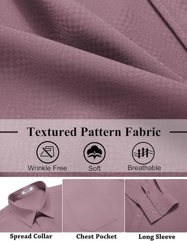 COOFANDY Mens Dress Shirts Long Sleeve Wrinkle Free Shirt Textured Business Casual Button Down Shirt in Saudi Arabia