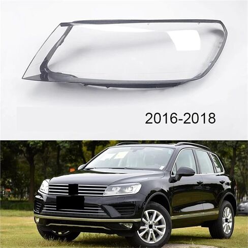 متوافق مع VW Touareg 2016 2017 2018 سيارة الجبهة عدسة المصباح الأمامي غطاء كشافات قذيفة شفافة عاكس الضوء زجاج غطاء المصباح (اليسار واليمين) in Saudi Arabia