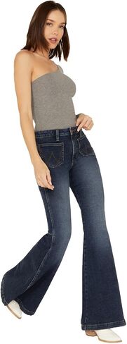 بنطلون جينز فيكتوريا نسائي من Wrangler مقاس متوسط ​​وواسع الارتفاع وجيب واسع - 112321422، 28 عرض × 36 طول in Saudi Arabia