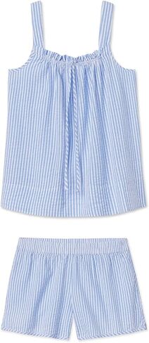 Women's Seersucker Pajamas Set Cute Striped Pjs Tank Top and Shorts Summer Beach Outfits in Saudi Arabia