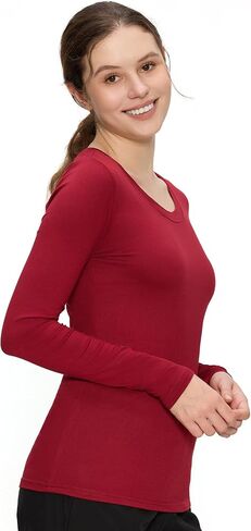 Underscrub Long Sleeve Women - Scoop Neck Scrubs Undershirt Soft Stretch Fitted Top in Kuwait