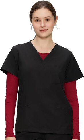 Underscrub Long Sleeve Women - Scoop Neck Scrubs Undershirt Soft Stretch Fitted Top in Kuwait