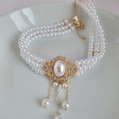 Pearl Choker Necklace for Women Layered Necklace for Women Dainty Chunky Pearl Faux Pearl Beaded Statement Necklaces Prom Party Wedding Bridal Jewelry Gifts Trendy Stuff in Saudi Arabia