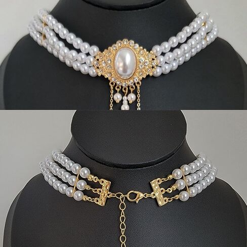 Pearl Choker Necklace for Women Layered Necklace for Women Dainty Chunky Pearl Faux Pearl Beaded Statement Necklaces Prom Party Wedding Bridal Jewelry Gifts Trendy Stuff in Saudi Arabia