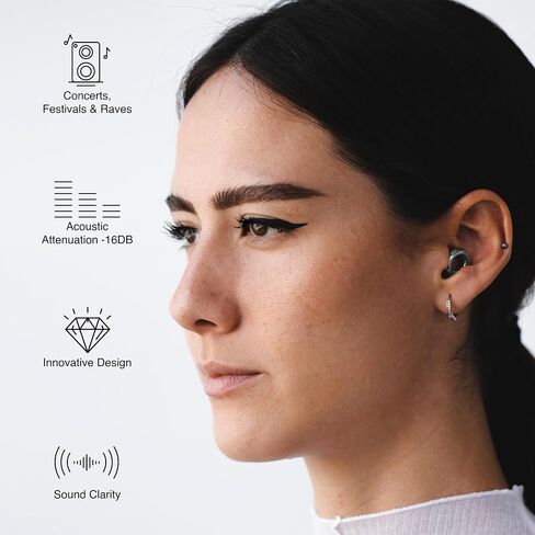 AudioFeel Live - توهج فضي - سدادات أذن عالية الدقة للحفلات الموسيقية والحفلات والمهرجانات والبيئات الصاخبة - 8 أطراف أذن بمقاسات XS وS وM وL - تقليل الضوضاء بمقدار 16 ديسيبل - إلغاء الضوضاء الممتاز in Saudi Arabia