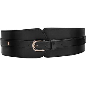 Women's PU Leather Waist Belt Wide Simple Elastic Stretch Corset for Casual Dress in Saudi Arabia
