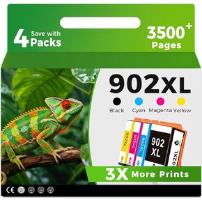 خرطوشة حبر 902 XL متوافقة مع HP 902XL HP902 (لون أسود، 4 عبوات كومبو) تعمل مع OfficeJet Pro 6978 6958 6968 6962 OfficeJet 6970 6975 6960 6950 6954 6951 6956 6961 6963 6964 6966 الطابعات in Kuwait