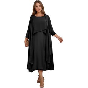 2 Piece Mother of The Bride Dresses-Scoop Neck Chiffon Ruffles Corset Back with Jacket for Women in Saudi Arabia