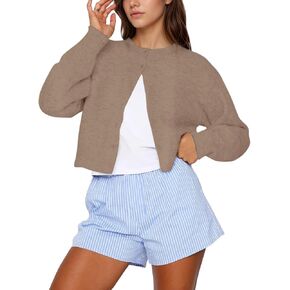 Dokuritu Cardigans for Women Long Sleeve Crew Neck Lightweight Button Down Fall Knit Sweater Cardigan Y2k Open Front Top in Kuwait
