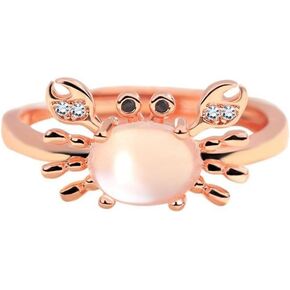 Cute Crab Open Statement Rings Cubic Zirconia Crystal Lovely Ocean Animal Adjustable Wrap Finger Eternity Promise Stacking Ring Band Comfort Fit Chic Summer Beach Party Jewelry for Women Daughter in Saudi Arabia