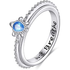 MONGAS Ladybug Feather Sea Turtle Mom Band Rings for Women Sterling Silver Ladybug Feather Sea Turtle Mom Thumb Rings Jewelry Gifts for Women in Saudi Arabia