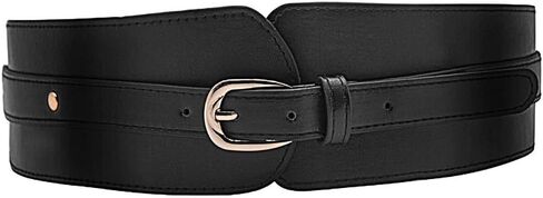 Women's PU Leather Waist Belt Wide Simple Elastic Stretch Corset for Casual Dress in Saudi Arabia