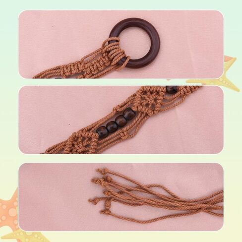 YALLNASL Womens Rope Braided Woven Belts Vintage Cowgirl Boho High Low Waist Belts for Women Girls Dresses Jean Beaded Chains in Saudi Arabia