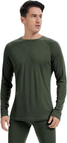 Men's 100% Merino Wool Base Layer Tops Lightweight Long Sleeve Active Base Layer in Kuwait