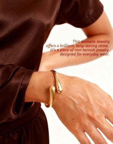 Magitaco Chunky 14K Gold Plated Bangles for Women, Thick Cuff Bracelet for Women, Trendy Stackable Bangle Bracelets, Women's Fashion Jewelry in Saudi Arabia
