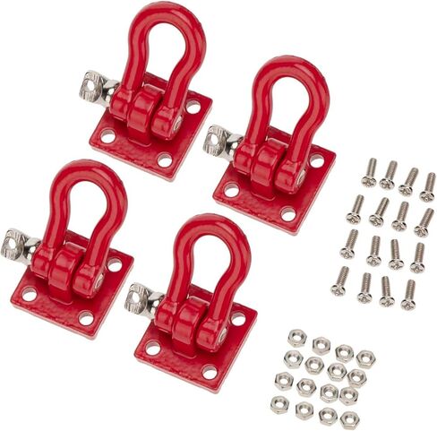 4pcs 1:10 RC Tow -Tow Stackles Metal Towing Towing Hook Poincle Accessories for 1/10 RC Crawler Car Truck SCX10 D90 TRX4 (Red) in Kuwait