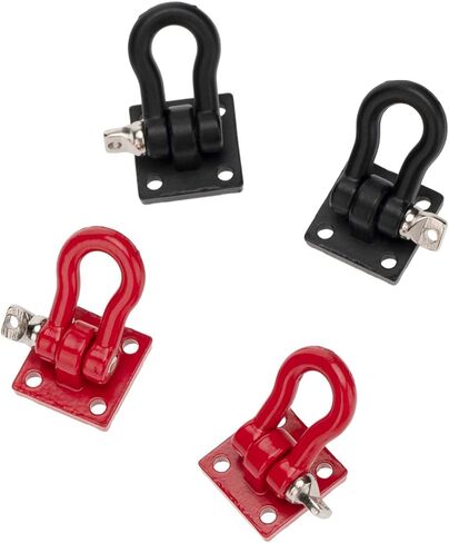 4pcs 1:10 RC Tow -Tow Stackles Metal Towing Towing Hook Poincle Accessories for 1/10 RC Crawler Car Truck SCX10 D90 TRX4 (Red) in Kuwait