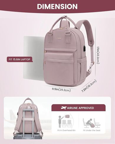 LOVEVOOK Laptop Backpack for Women 15.6 Inch Laptop Bag with USB Port, Fashion Waterproof Backpacks Teacher Nurse Stylish Travel Bags Vintage Daypacks Bookbag for College School Work in Kuwait