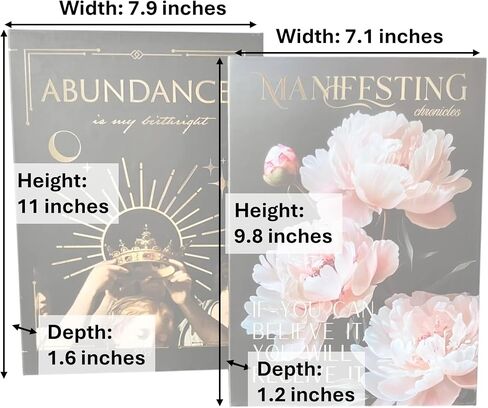 Manifestation Faux Book Decorative Storage Boxes – Set of 2 Nesting Magnetic Boxes for Coffee Table Decor, Home Organization, and New Age Abundance Aesthetic with Foil Details (Large & Small) in Saudi Arabia